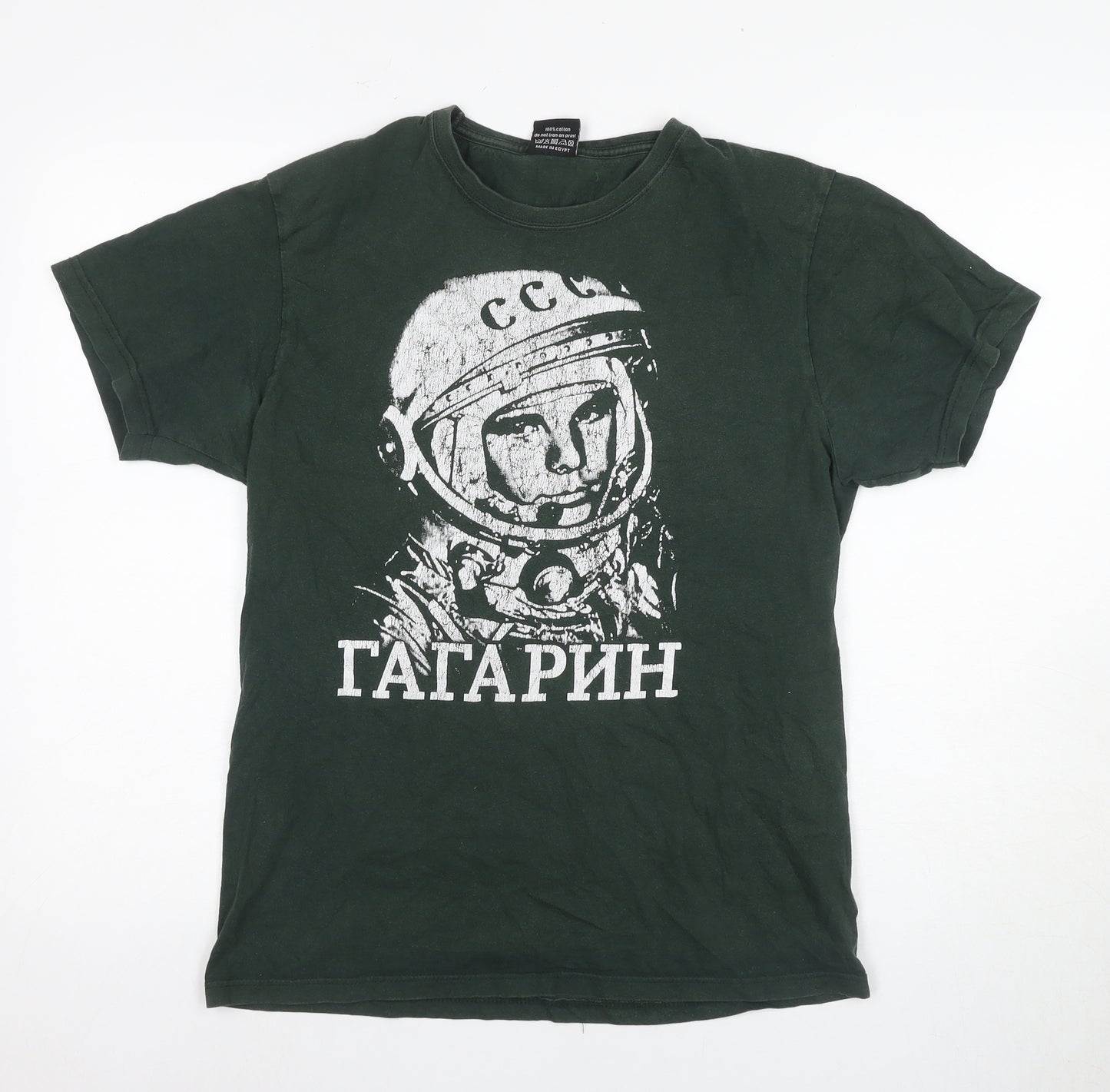 T34 Men's Green Graphic Print Short Sleeve T-Shirt M