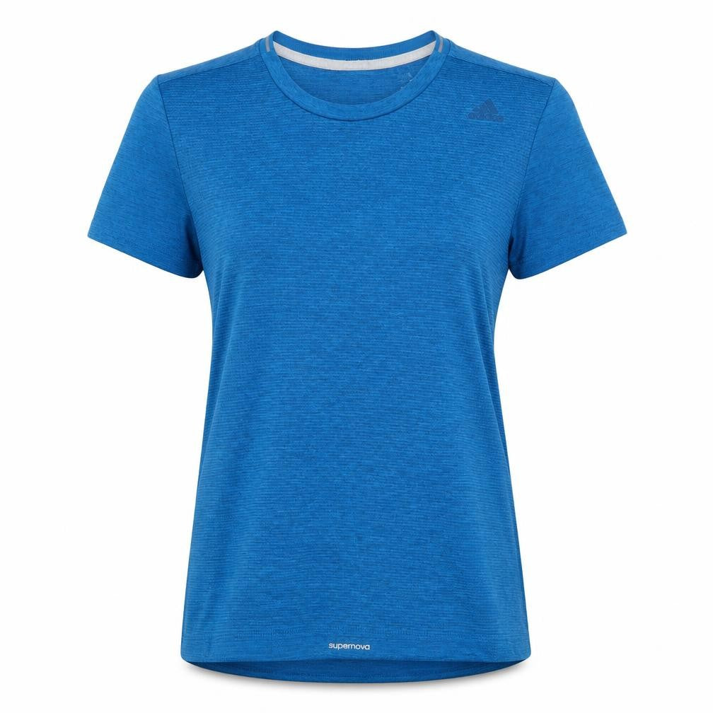 Front view of Adidas Women's Blue T-Shirt, size 8, Lightweight, Breathable