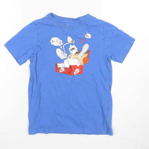 Nike Boys Blue Graphic T-Shirt, Size M, Casual Sportswear