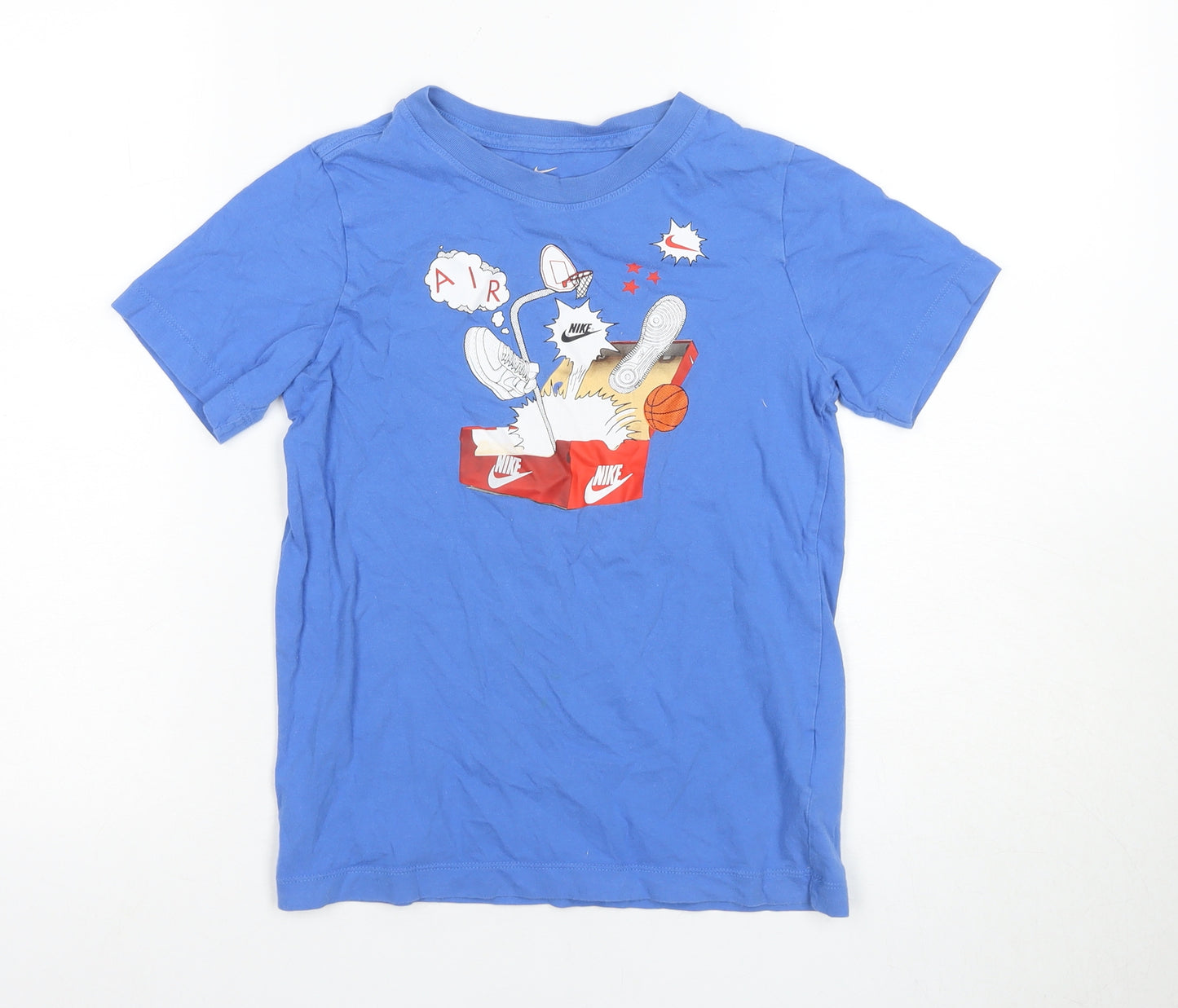 Nike Boys Blue Graphic T-Shirt, Size M, Casual Sportswear