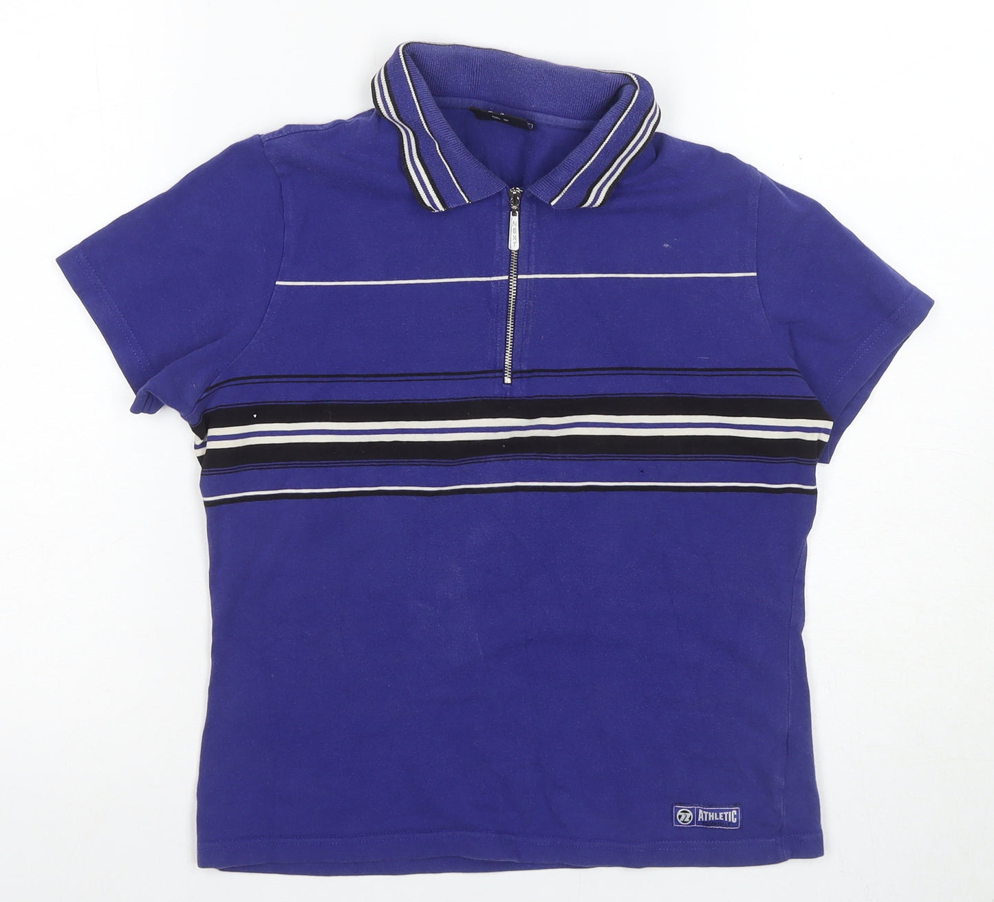 Athletic Essentials Women's Blue Striped Polo, Size 12