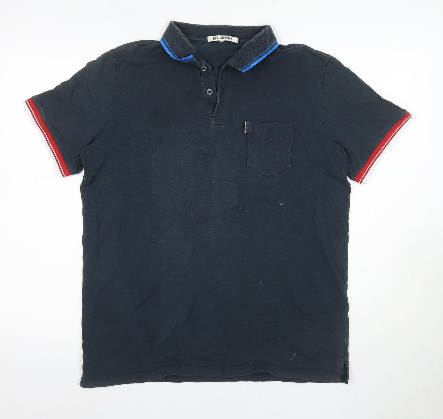 Ben Sherman Men's Blue Polo - Size L, Cotton Classic