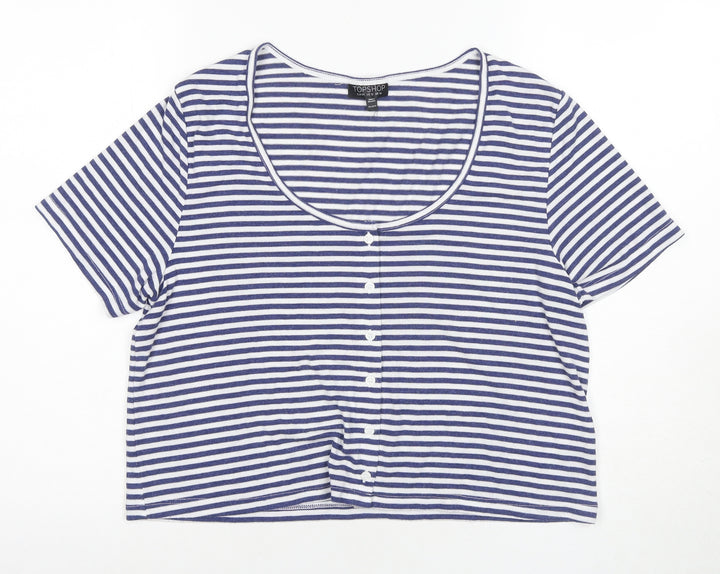 Topshop Women's Multicoloured Cropped T-Shirt UK 16