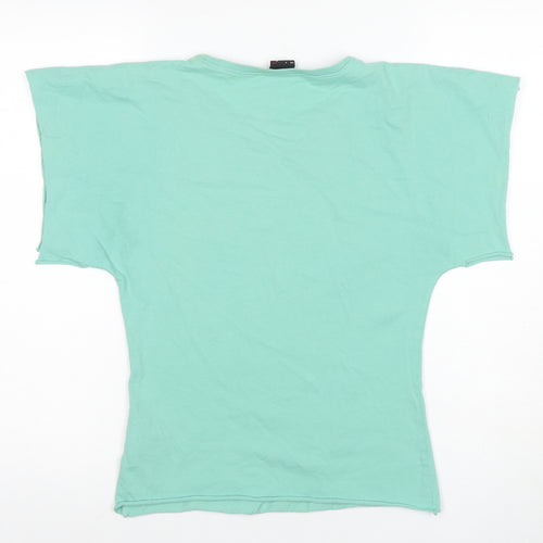 Diesel Women's Green T-Shirt M with Embroidered Accents