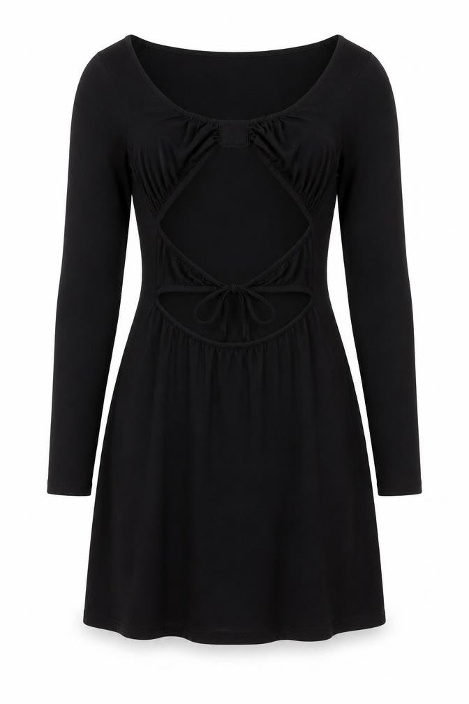 Front view of Shekou Women's Black Bodycon Dress - Small Size