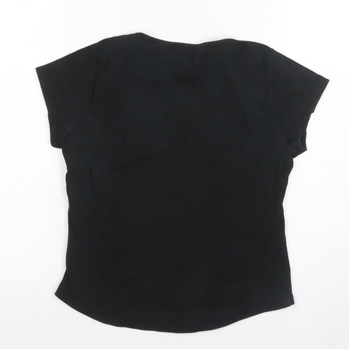 Ditto Women's Black Cotton Scoop Neck T-Shirt UK 12