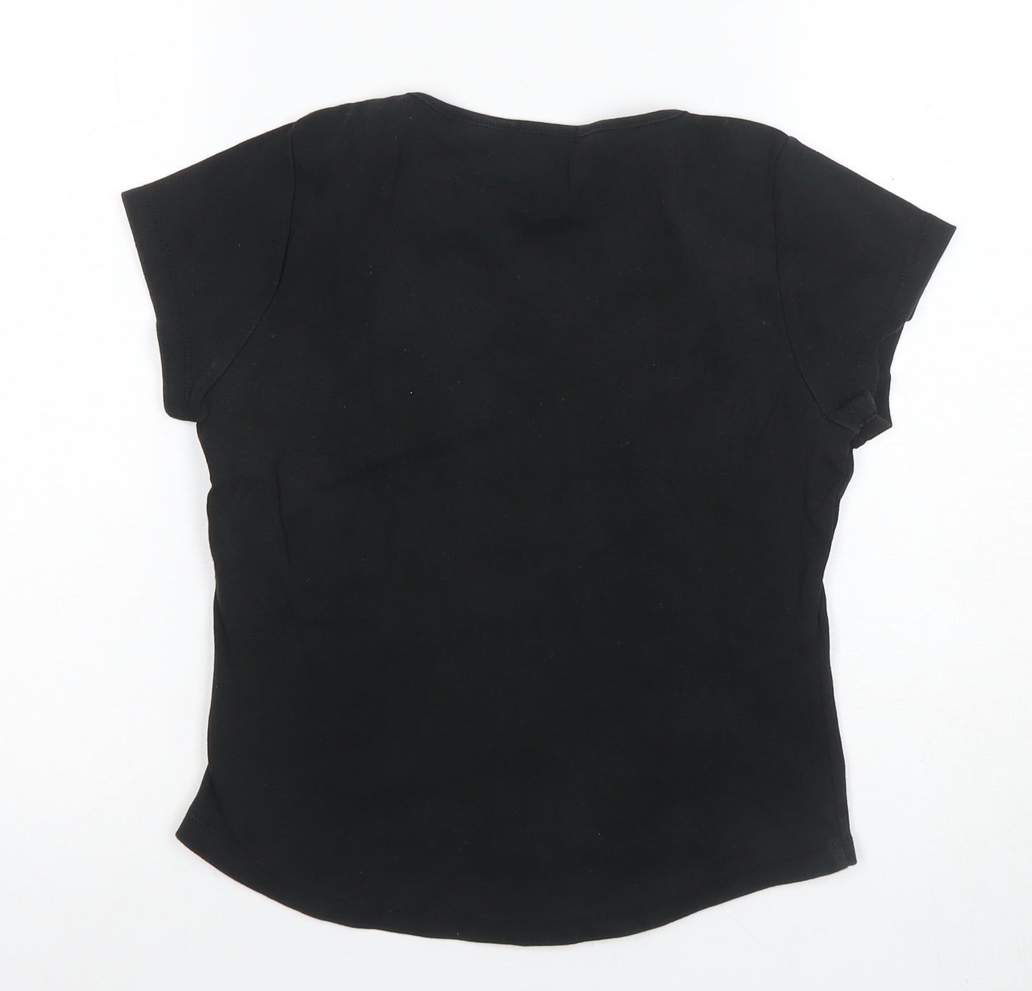 Ditto Women's Black Cotton Scoop Neck T-Shirt UK 12