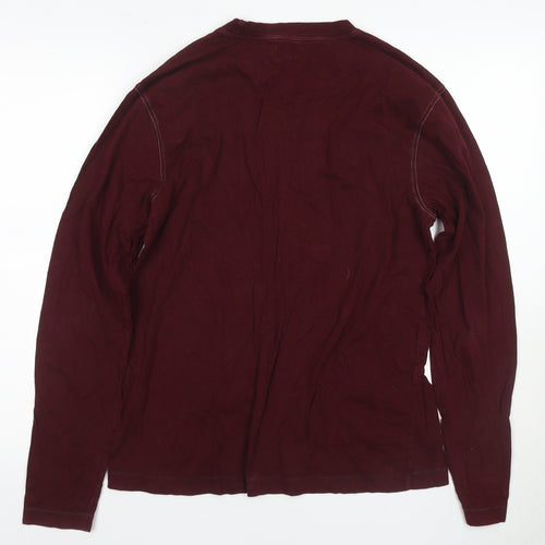 Zara Men’s Red Long Sleeve Cotton T-Shirt Size L