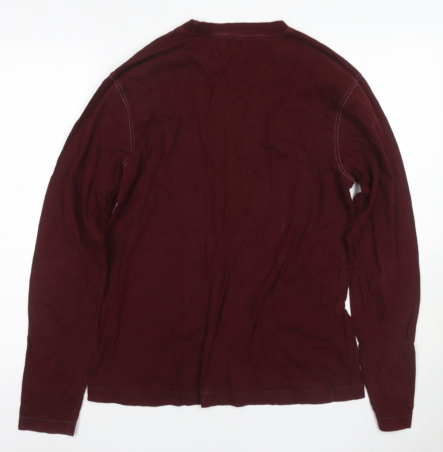 Zara Men’s Red Long Sleeve Cotton T-Shirt Size L