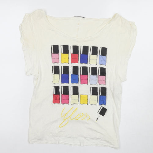 Sisley Ivory Womens M Art Graphic T-Shirt
