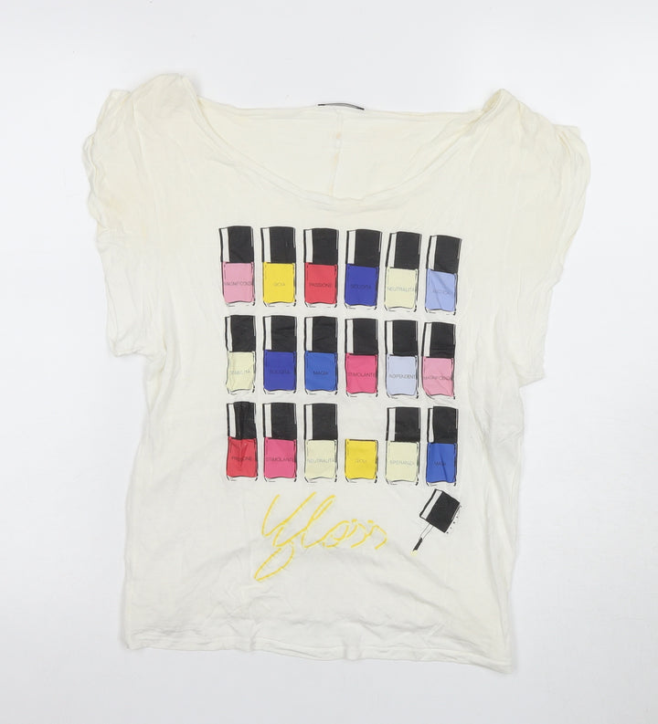 Sisley Ivory Womens M Art Graphic T-Shirt