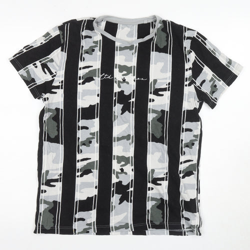 Next Teens Black Grey Camouflage Striped T-Shirt 15 yrs