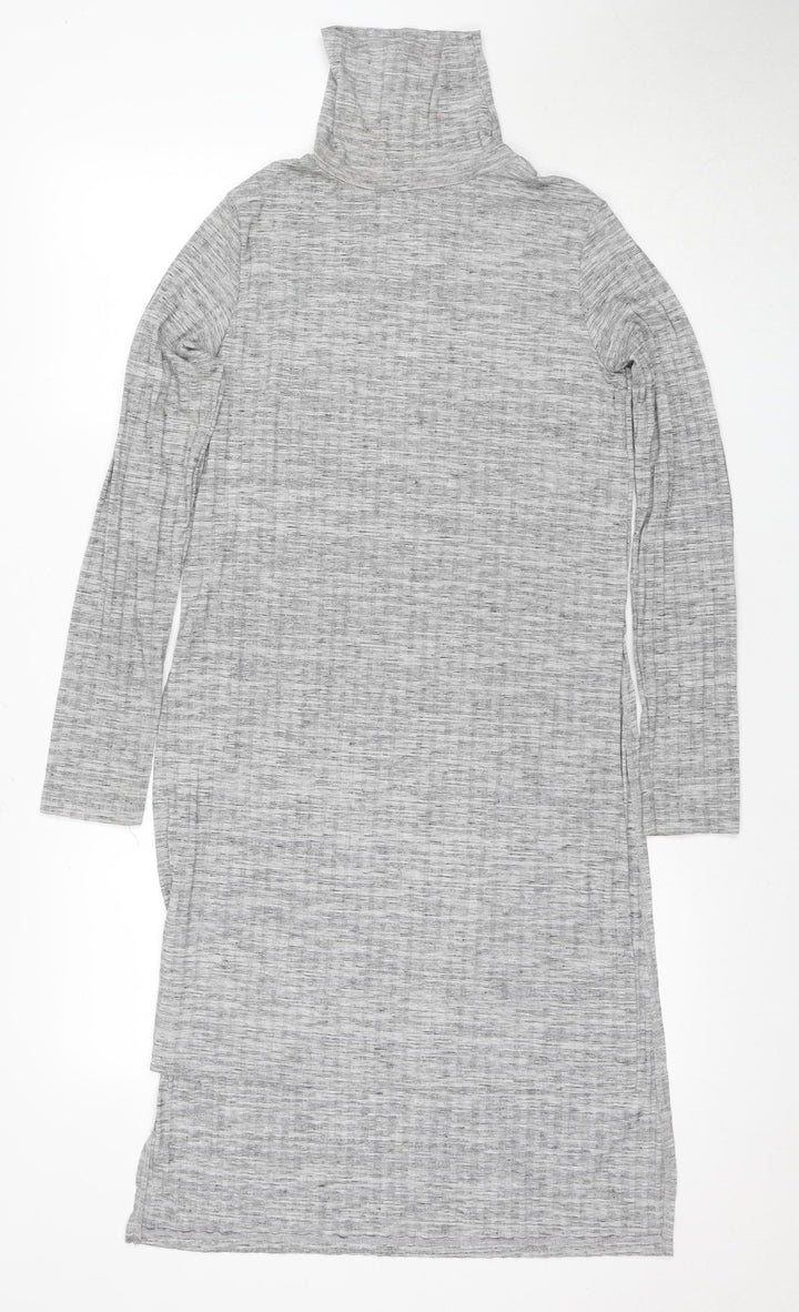 Bershka Women's Grey Sheath Midi Dress Size 12