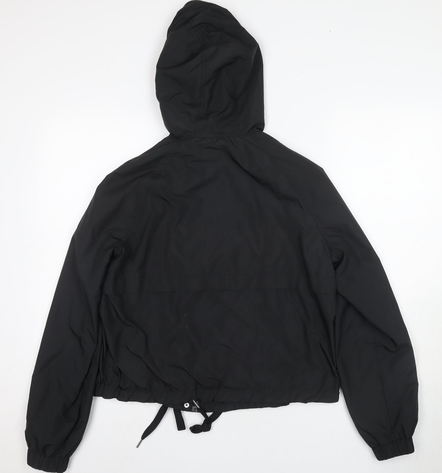 H&M Women's Black Anorak Jacket - Size 12, Hooded Casual Coat