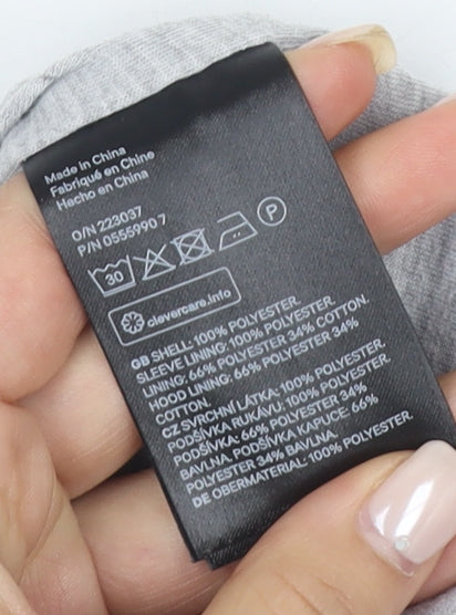 H&M Women's Black Anorak Jacket - Size 12, Hooded Casual Coat