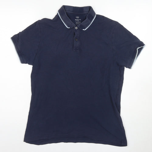 Marks and Spencer Men's Blue Polo Shirt M, Regular Fit