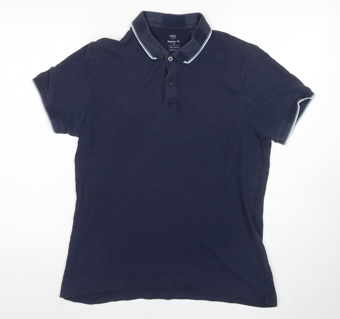 Marks and Spencer Men's Blue Polo Shirt M, Regular Fit