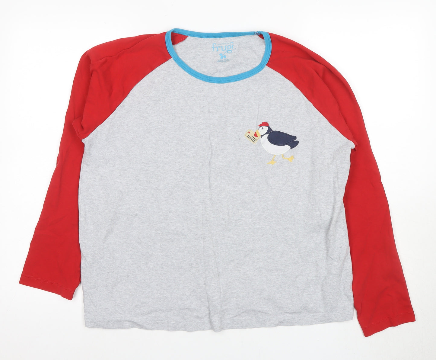 Frugi Unisex Grey Red Ringer T-Shirt, Size 4