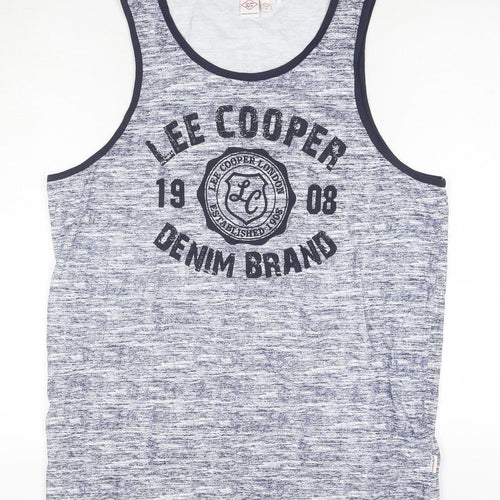 Lee Cooper Men's Blue Graphic Print Sleeveless T-Shirt L