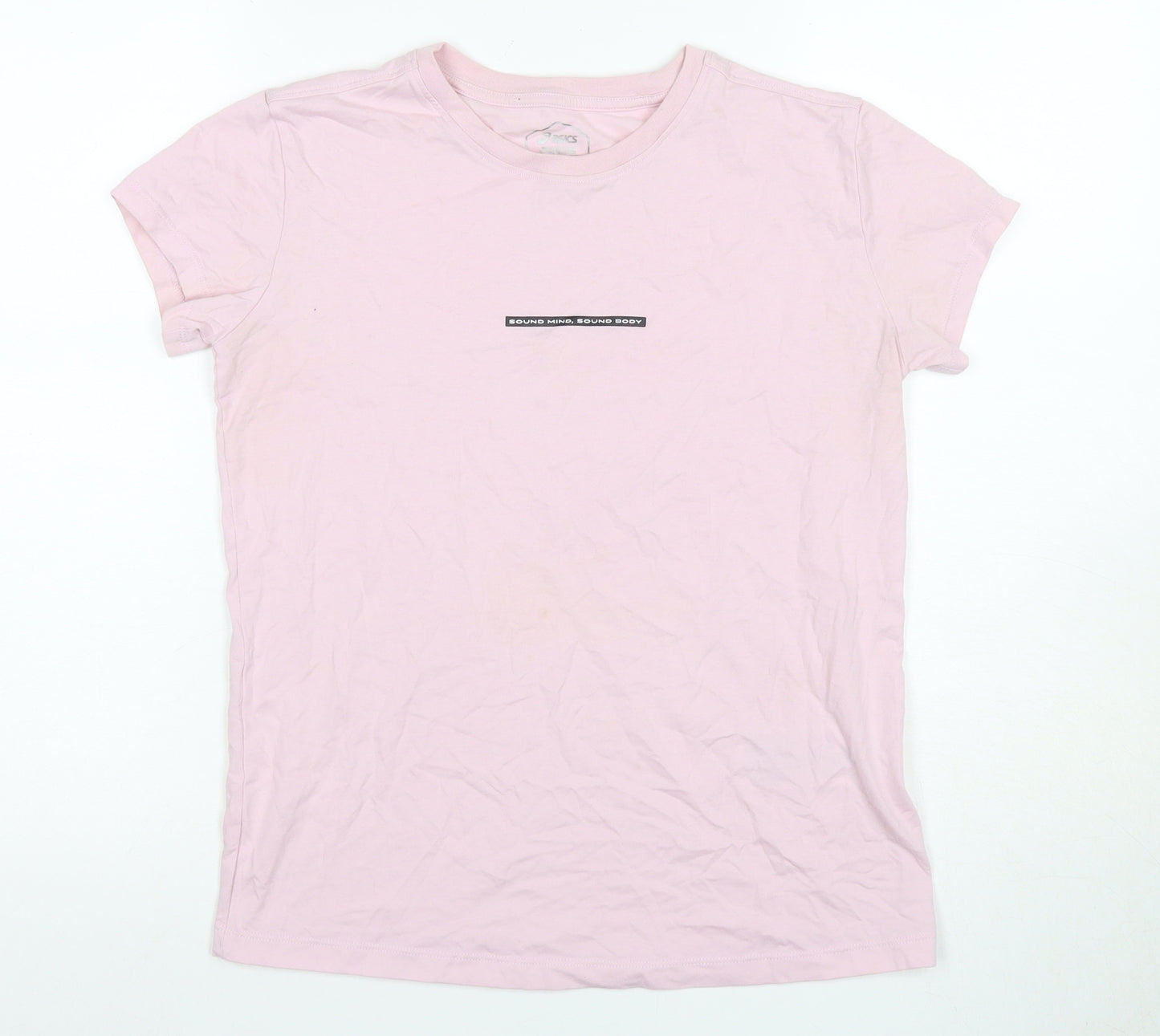 Asics Women's Pink Crew Neck T-Shirt - Size S