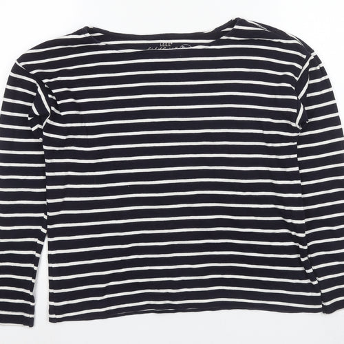 H&M Women’s Black Striped Boat Neck Long Sleeve Top