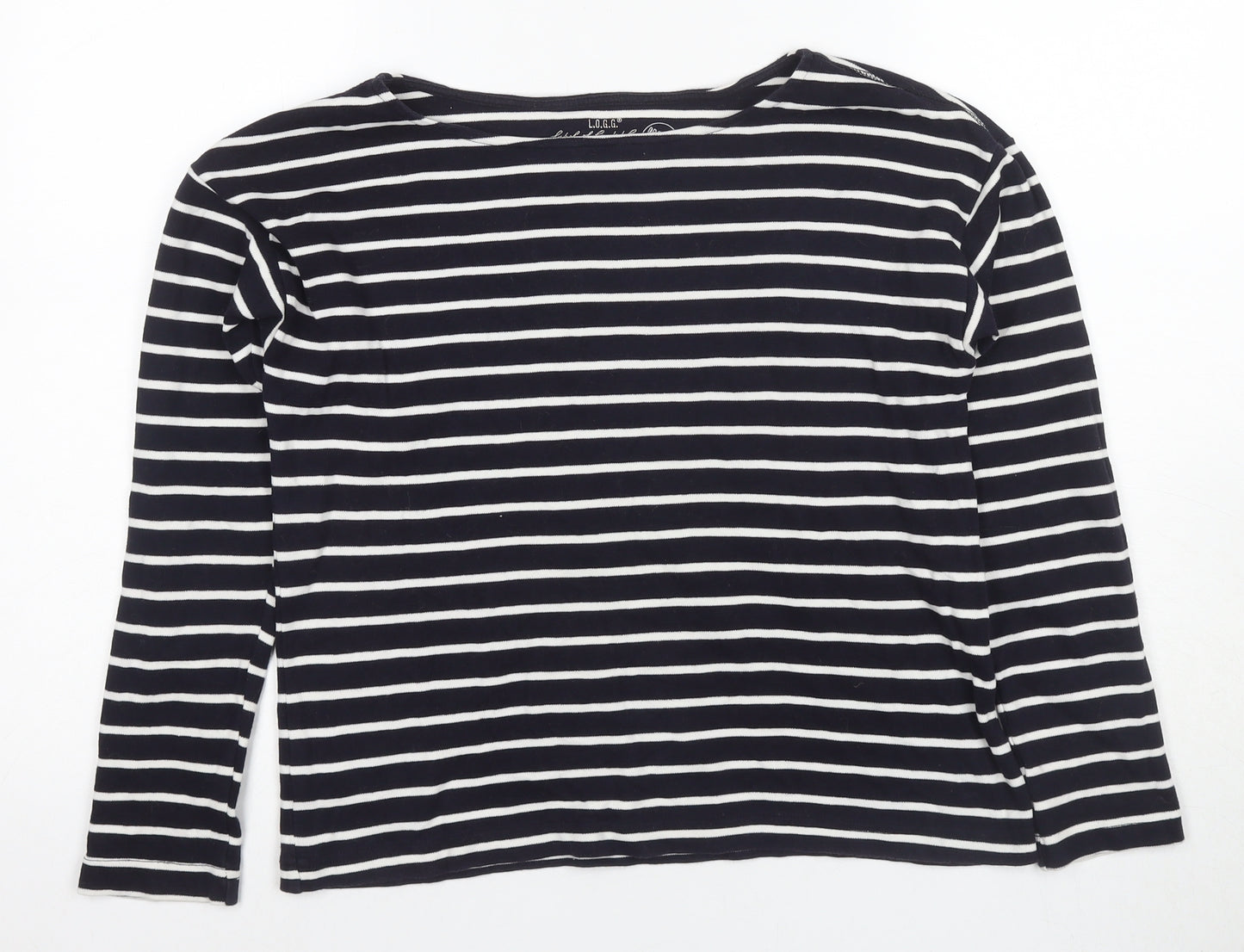 H&M Women’s Black Striped Boat Neck Long Sleeve Top