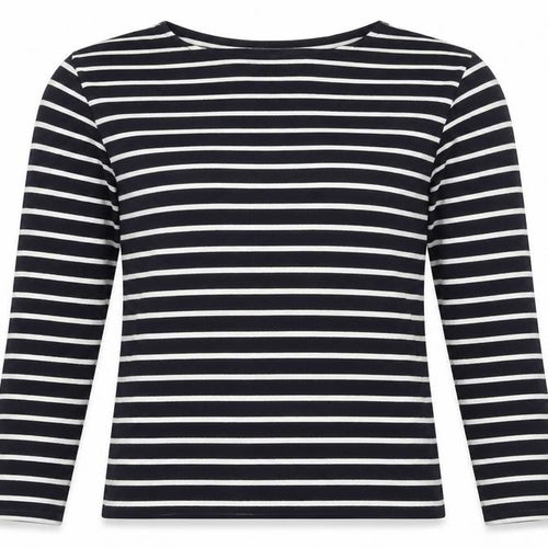 H&M Women’s Black Striped Boat Neck Long Sleeve Top