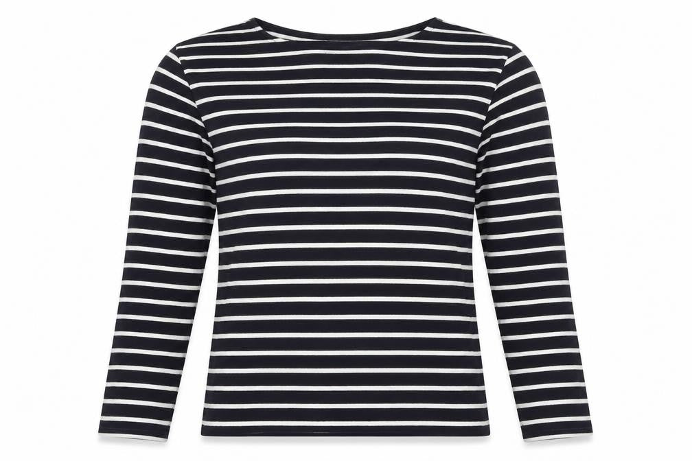 H&M Women’s Black Striped Boat Neck Long Sleeve Top