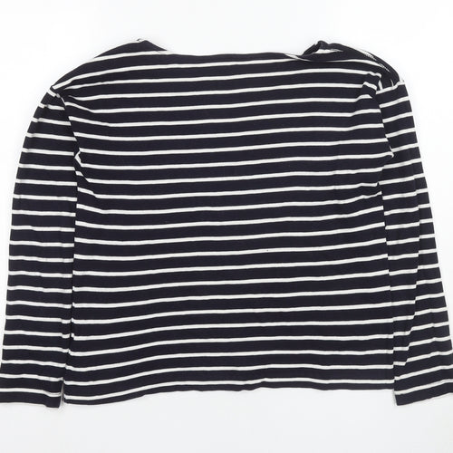 H&M Women’s Black Striped Boat Neck Long Sleeve Top