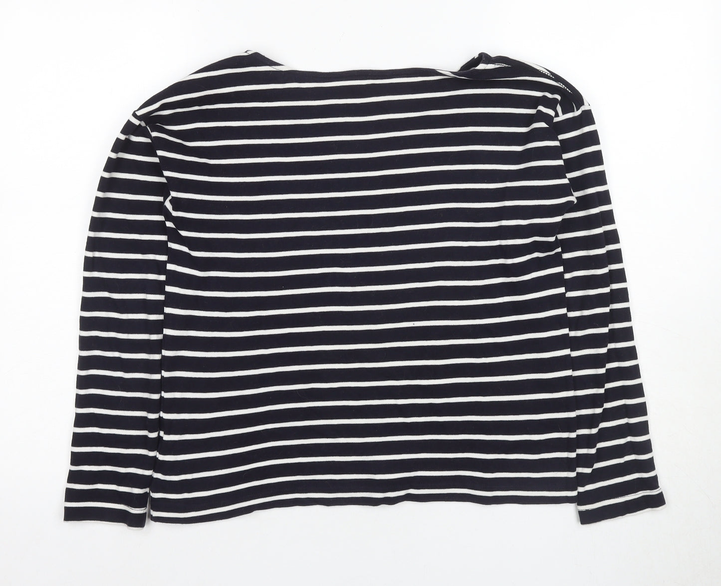 H&M Women’s Black Striped Boat Neck Long Sleeve Top