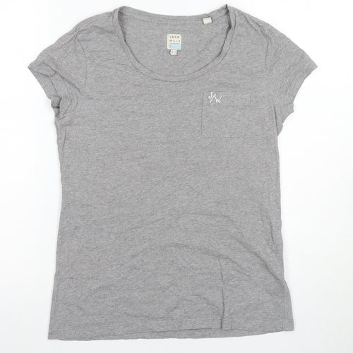 Jack Wills Grey Women's T-Shirt Size 2 Regular Fit
