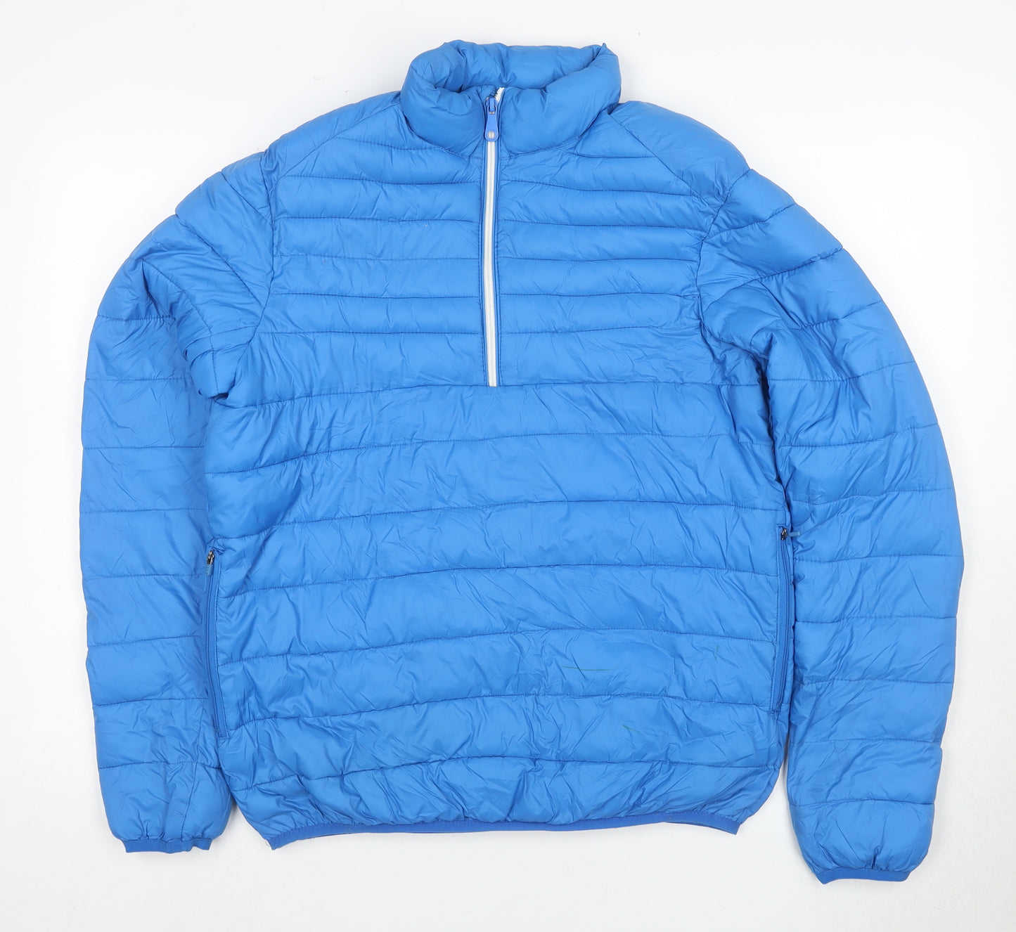 Pull & Bear Men's Blue Puffer Jacket - Size S