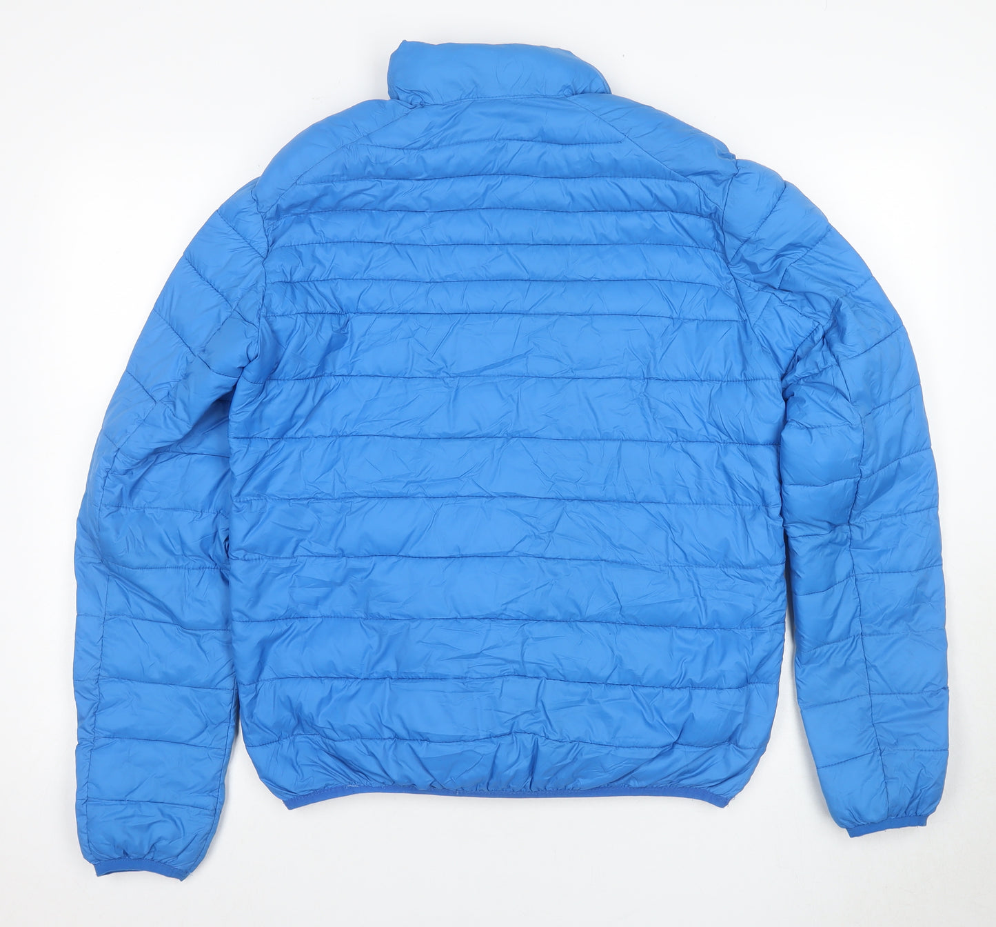 Pull & Bear Men's Blue Puffer Jacket - Size S