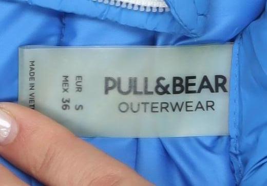 Pull & Bear Men's Blue Puffer Jacket - Size S