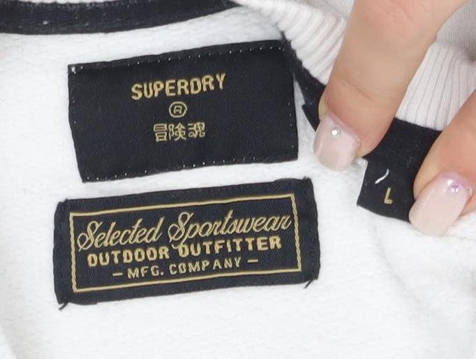 Superdry Men's White Graphic Print Sweatshirt, Size L