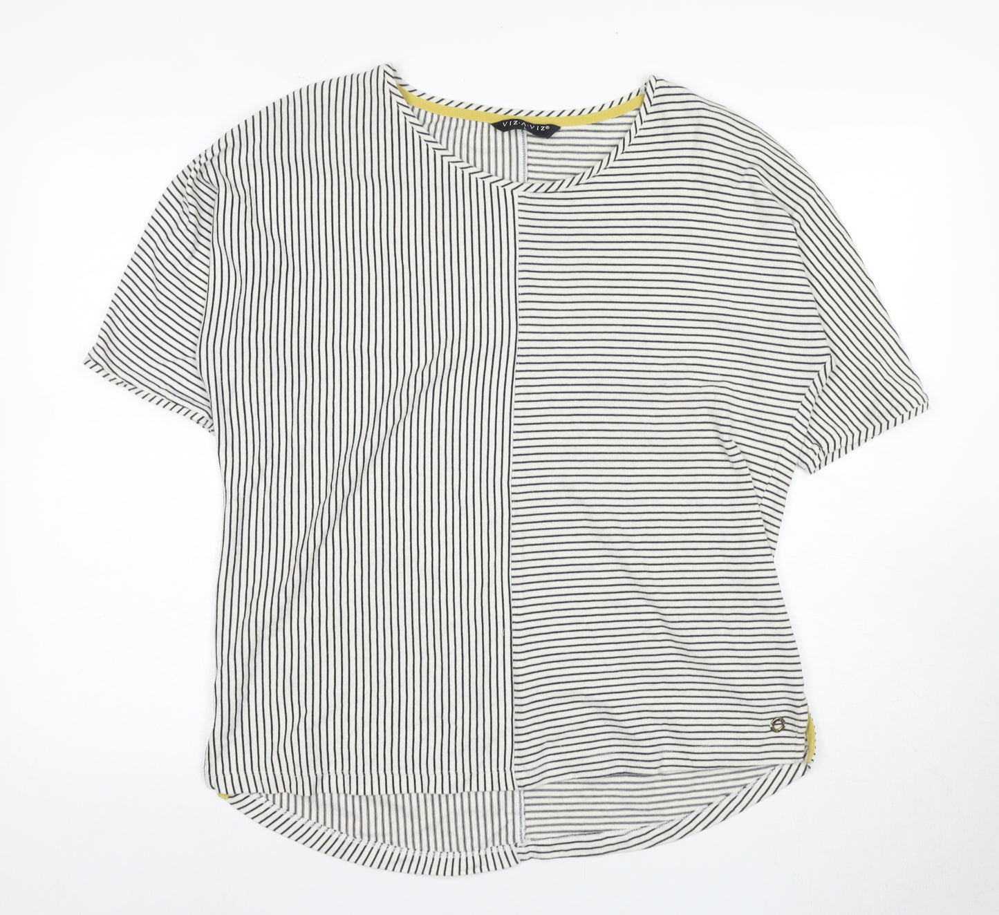 Zia Vzia Women's Black Striped T-Shirt, Size L