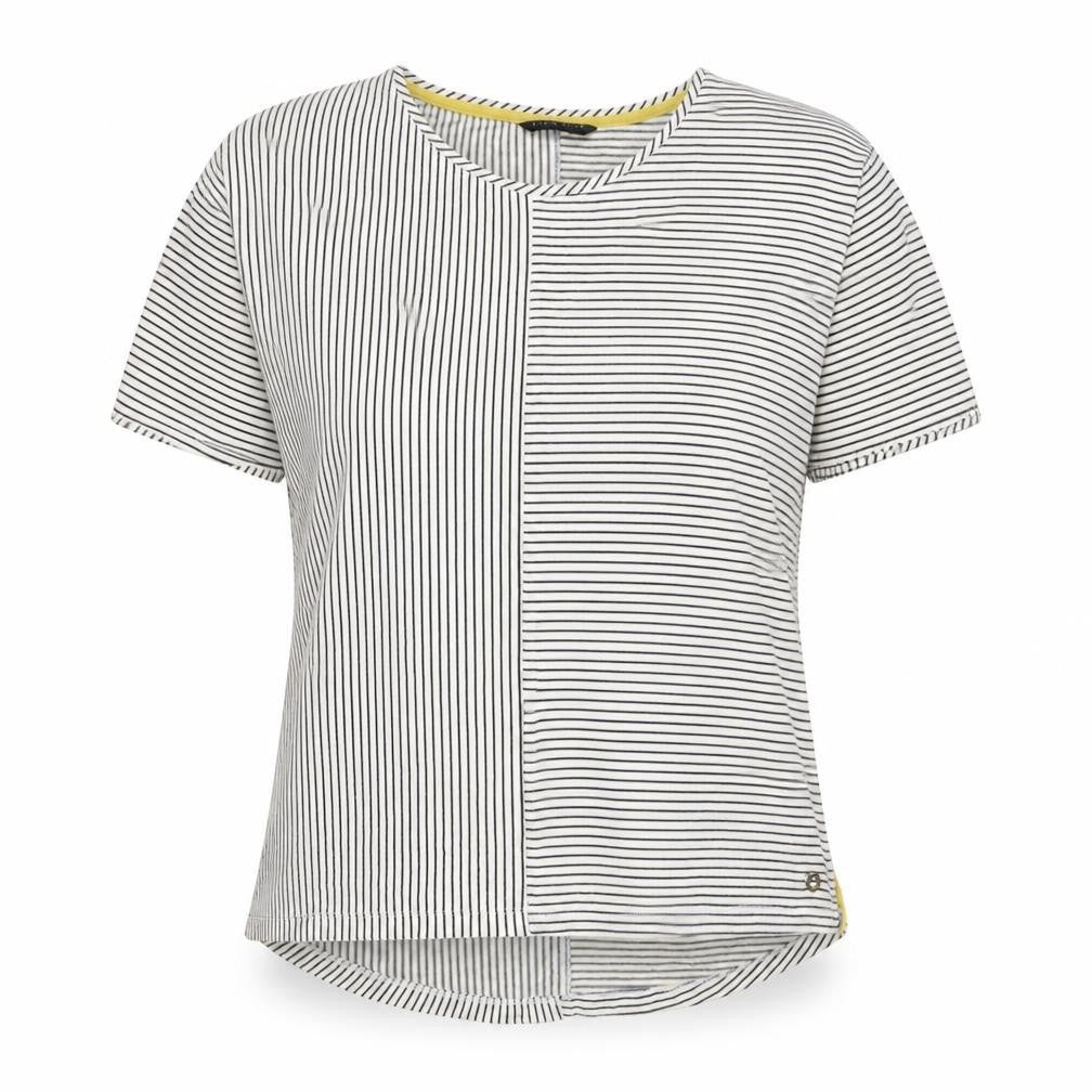 Zia Vzia Women's Black Striped T-Shirt, Size L