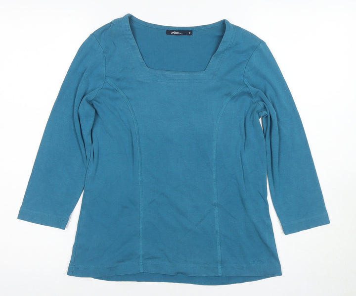Oasis Women's Blue 3/4 Sleeve Square Neck Blouse