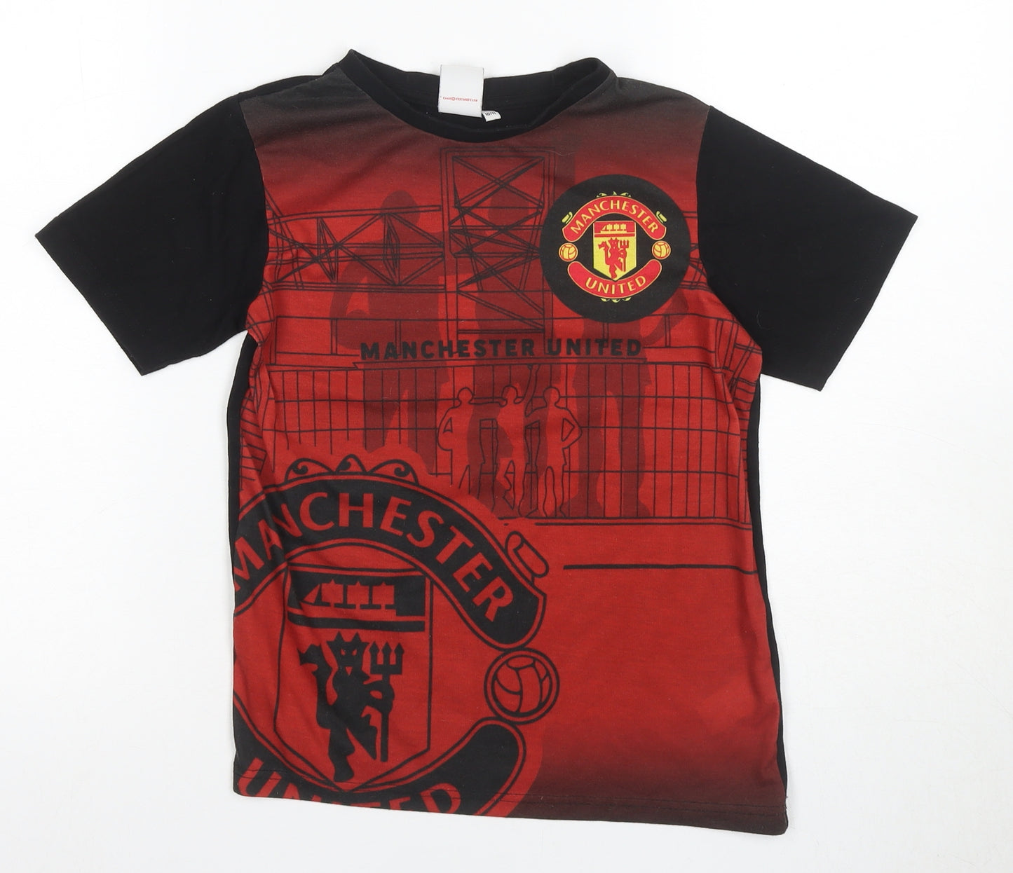 Manchester United Boys Black T-Shirt 10-11 Years Sports Logo