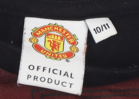 Manchester United Boys Black T-Shirt 10-11 Years Sports Logo