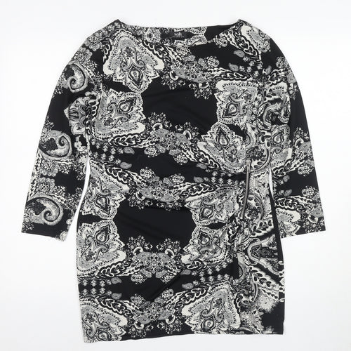 Wallis Women's Black Paisley Tunic, Size 14