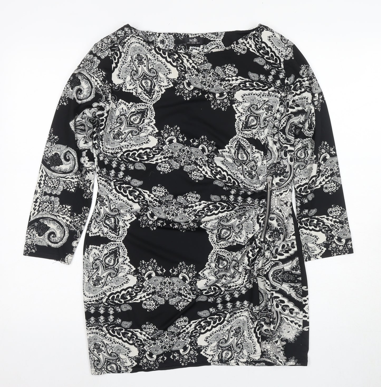Wallis Women's Black Paisley Tunic, Size 14