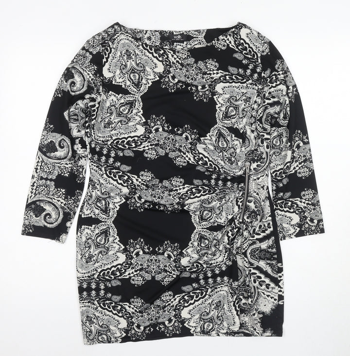 Wallis Women's Black Paisley Tunic, Size 14
