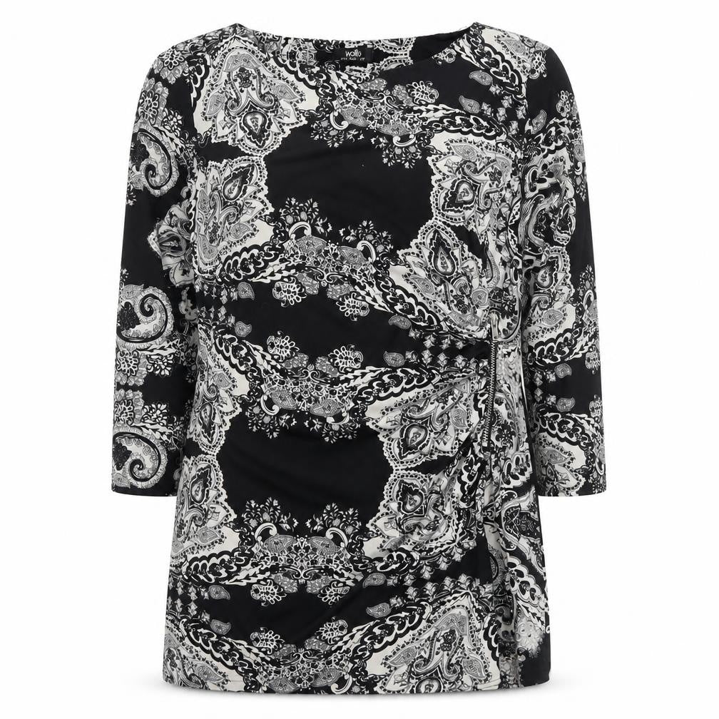 Front view of Wallis Women's Black Paisley Tunic, size 14