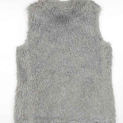 Bershka Women's Grey Faux Fur Waistcoat, Size M
