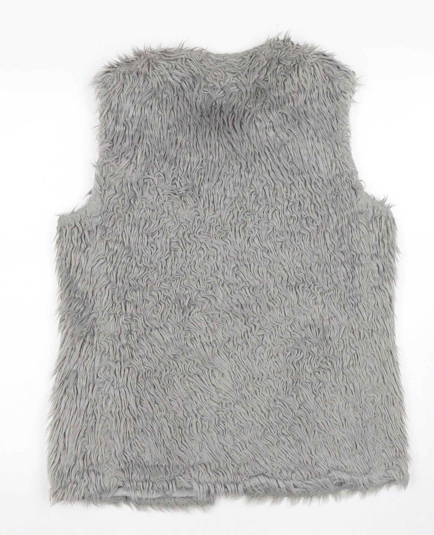Bershka Women's Grey Faux Fur Waistcoat, Size M