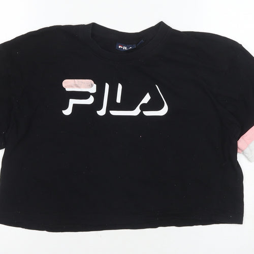 FILA Women's Black Cropped T-Shirt Size S