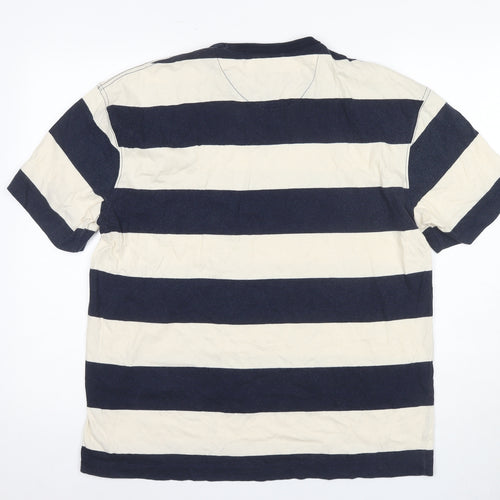 Topman Men's Blue Striped Crew Neck T-Shirt Size M