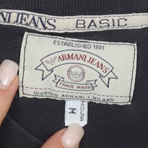 Armani Jeans Men's Black Medium Cotton Crew Neck T-Shirt