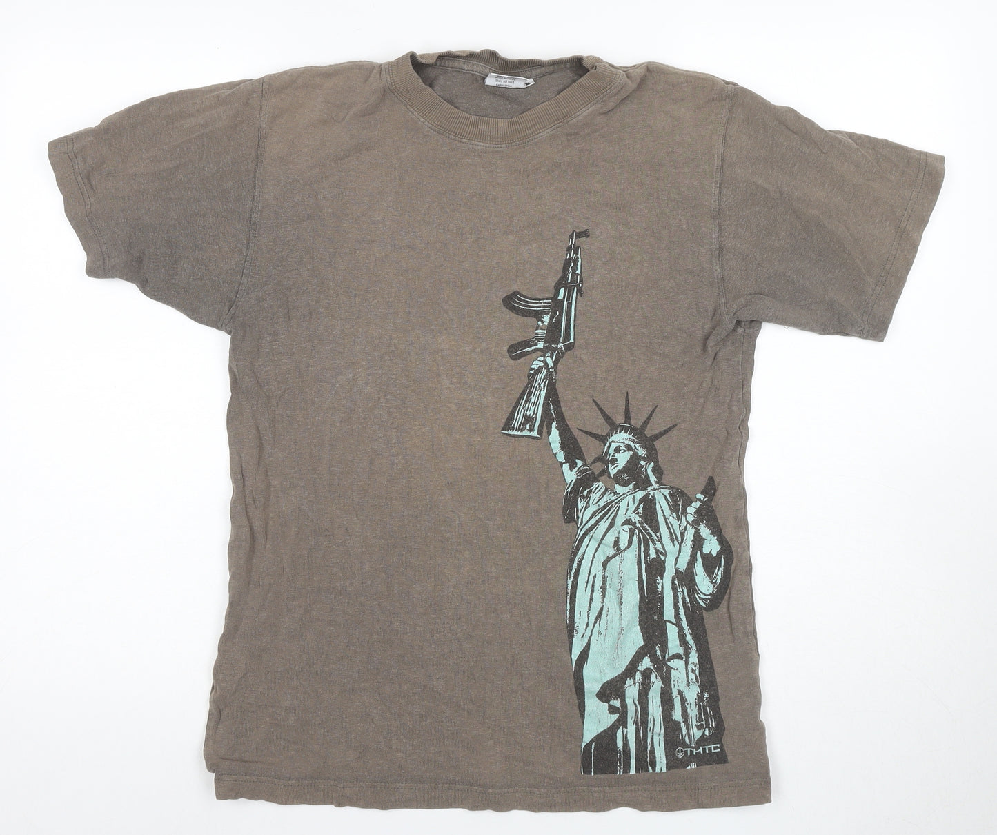 THTC Men's Brown Graphic T-Shirt, Medium, Short Sleeve